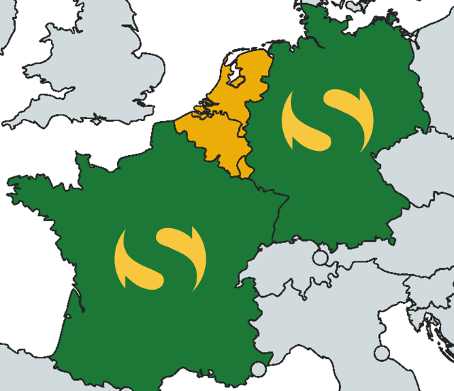 Afbeelding met Duitsland en Frankrijk toegevoegd aan Bullswap huurzones.